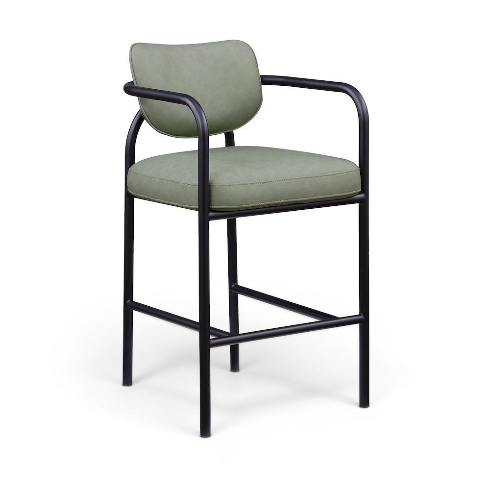 Serava Green Vegan Leather Upholstered Bar Stool. Picture 1