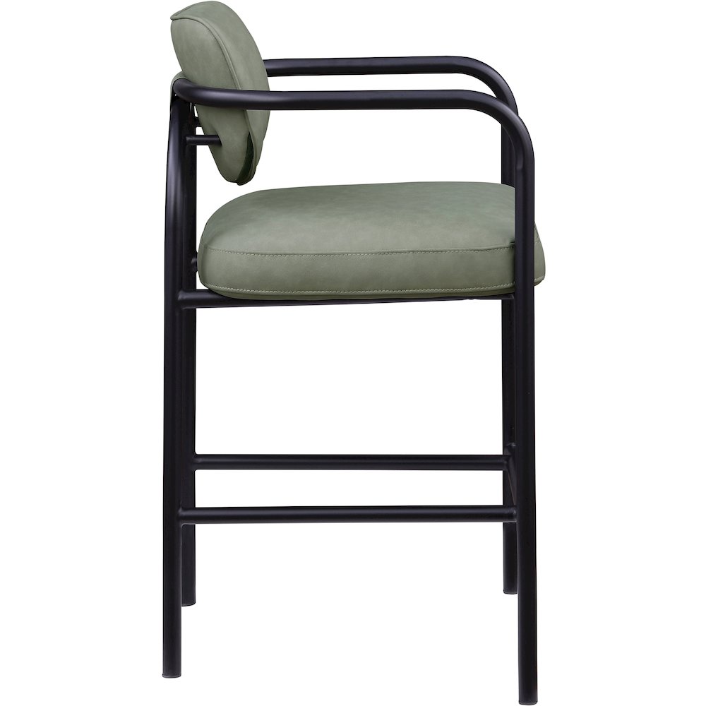 Serava Green Vegan Leather Upholstered Bar Stool. Picture 4