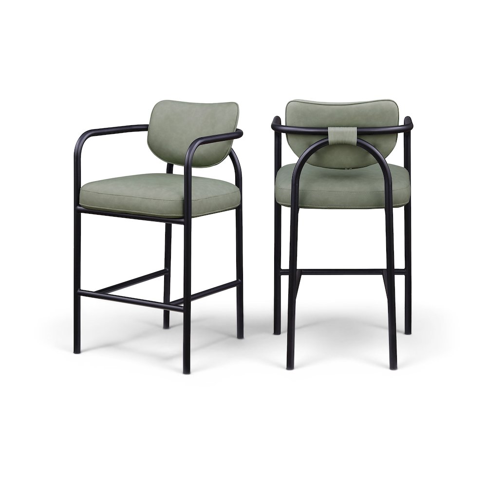 Serava Green Vegan Leather Upholstered Bar Stool. Picture 11