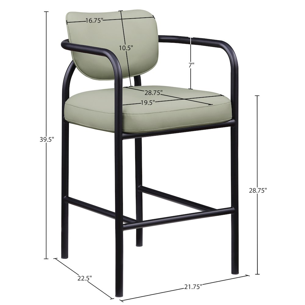 Serava Mint Vegan Leather Upholstered Bar Stool. Picture 9