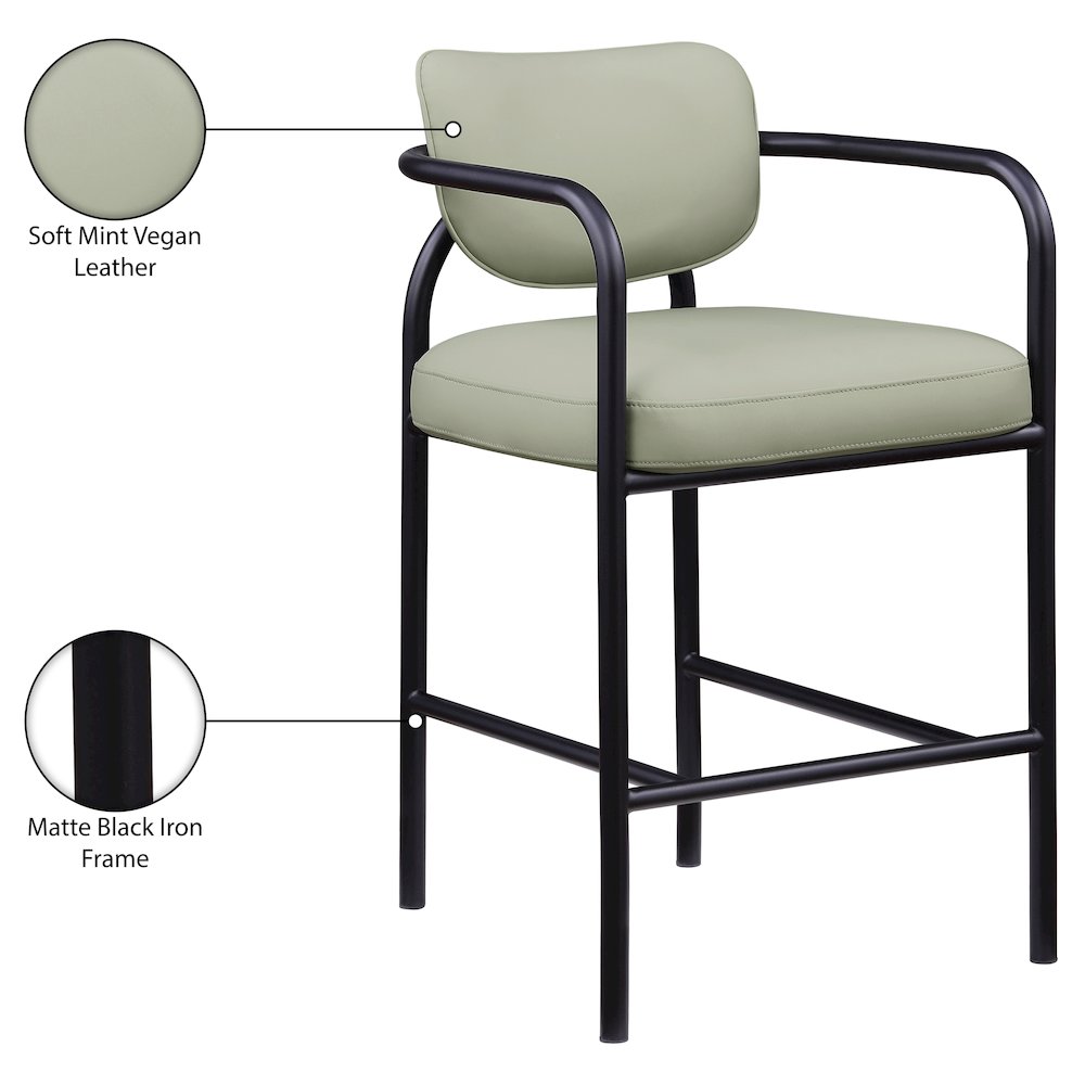 Serava Mint Vegan Leather Upholstered Bar Stool. Picture 10