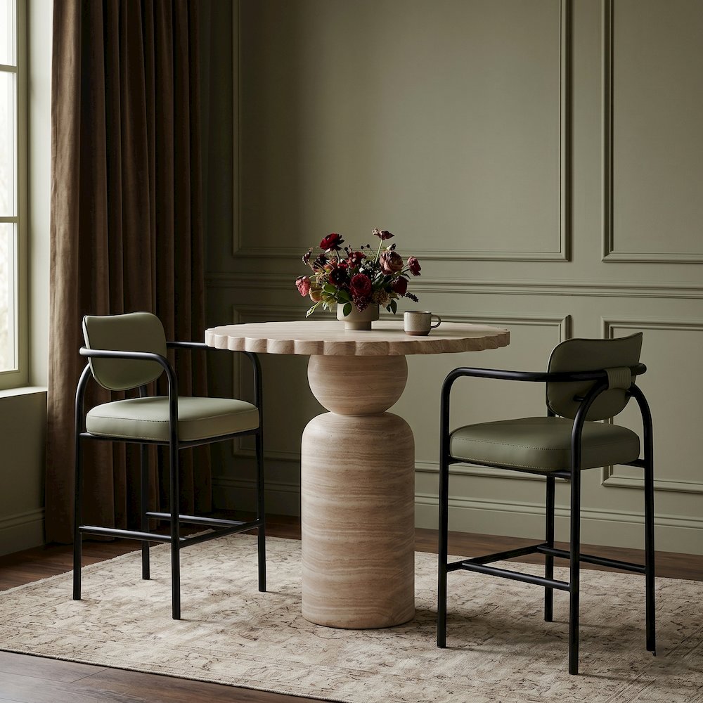 Serava Mint Vegan Leather Upholstered Bar Stool. Picture 2
