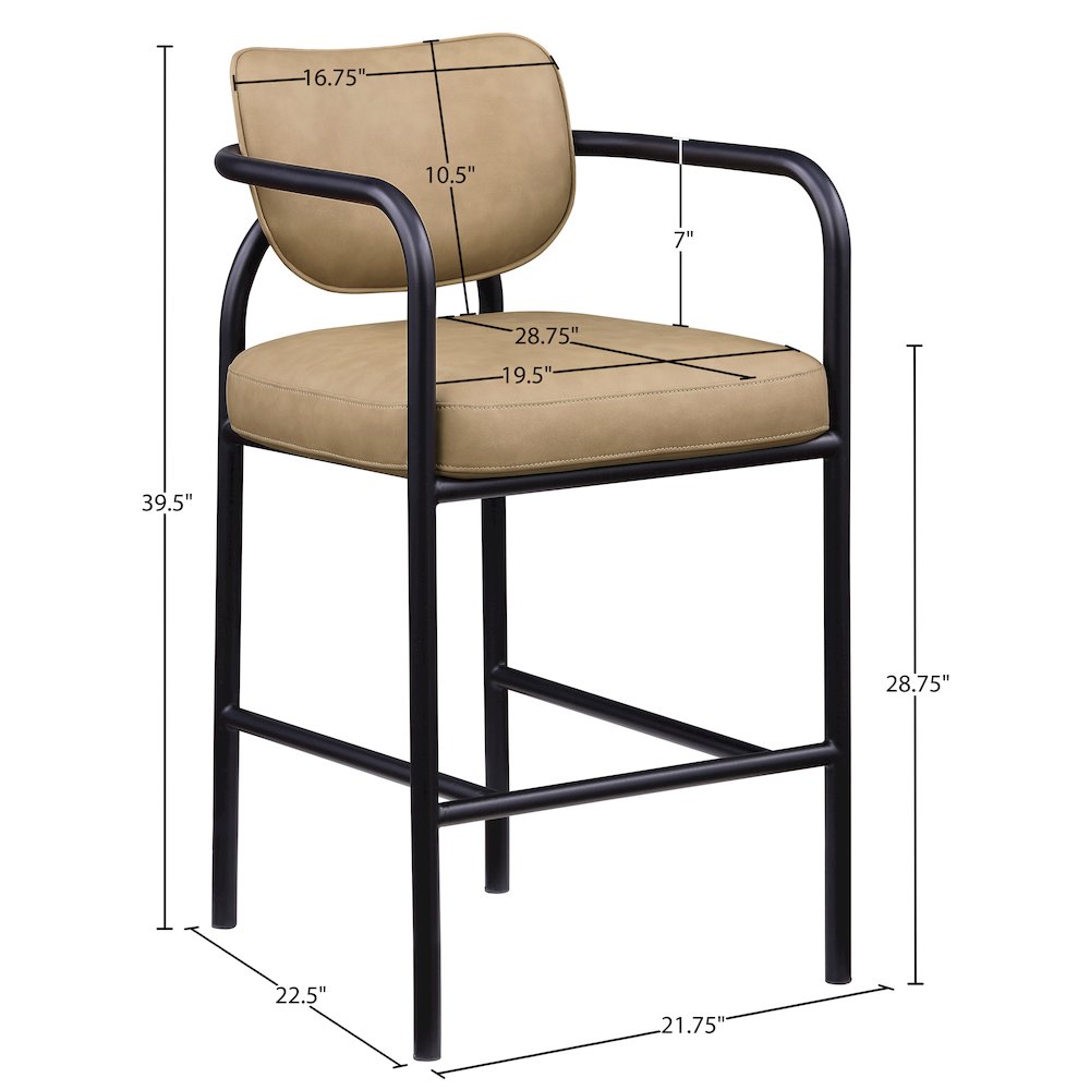 Serava Tan Vegan Leather Upholstered Bar Stool. Picture 9