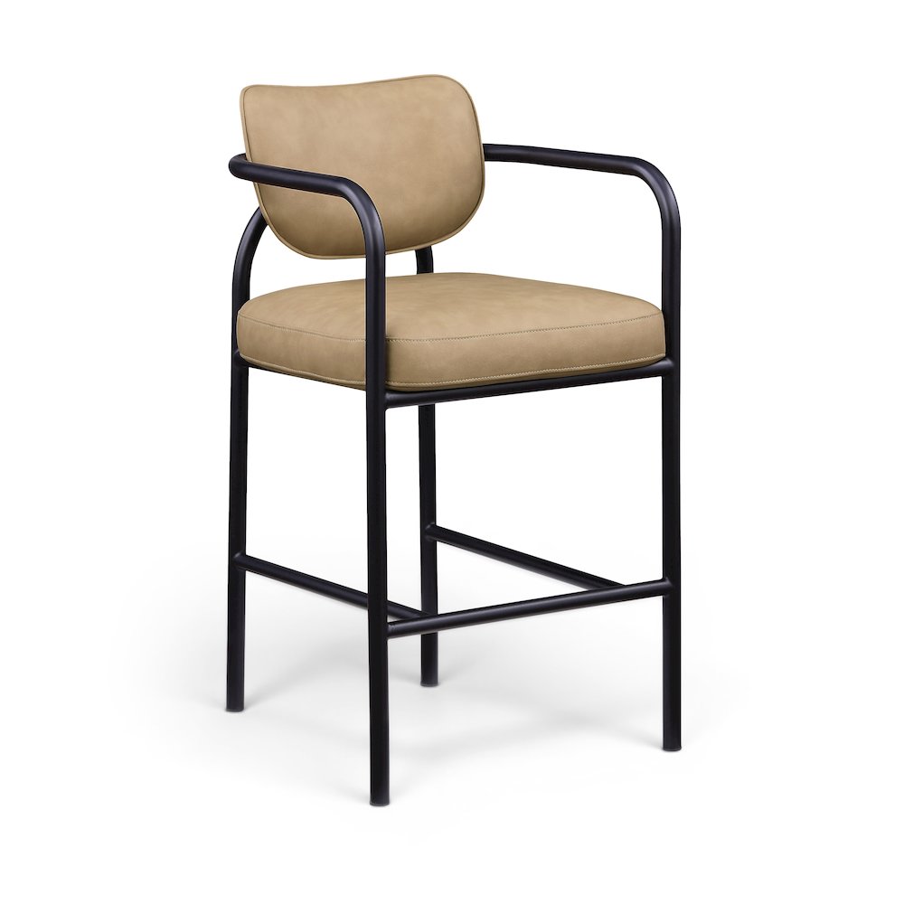 Serava Tan Vegan Leather Upholstered Bar Stool. Picture 1