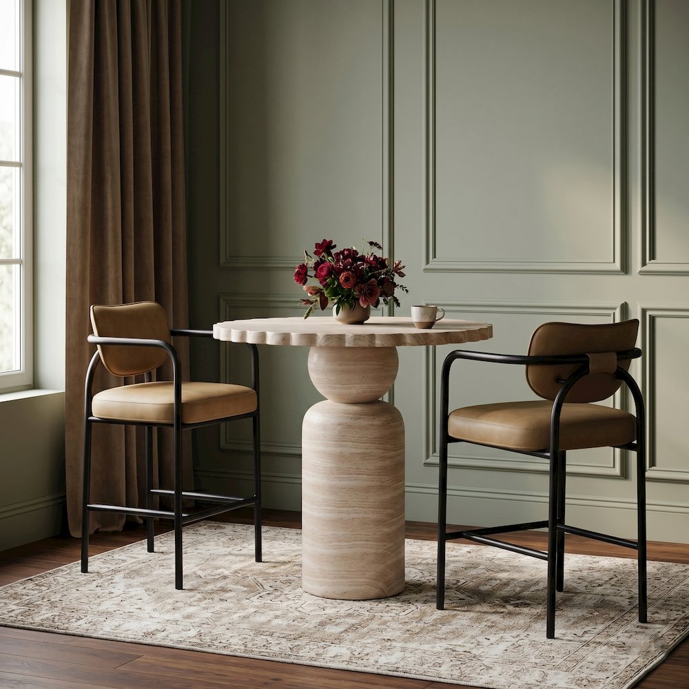 Serava Tan Vegan Leather Upholstered Bar Stool. Picture 2