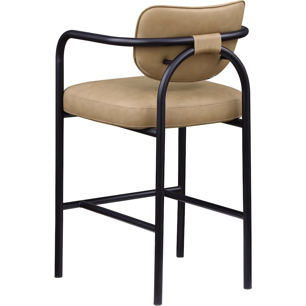 Serava Tan Vegan Leather Upholstered Bar Stool. Picture 6