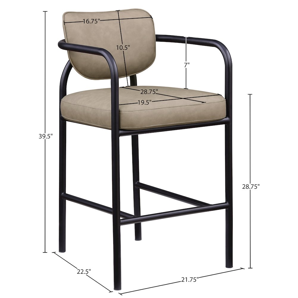 Serava Taupe Vegan Leather Upholstered Bar Stool. Picture 9