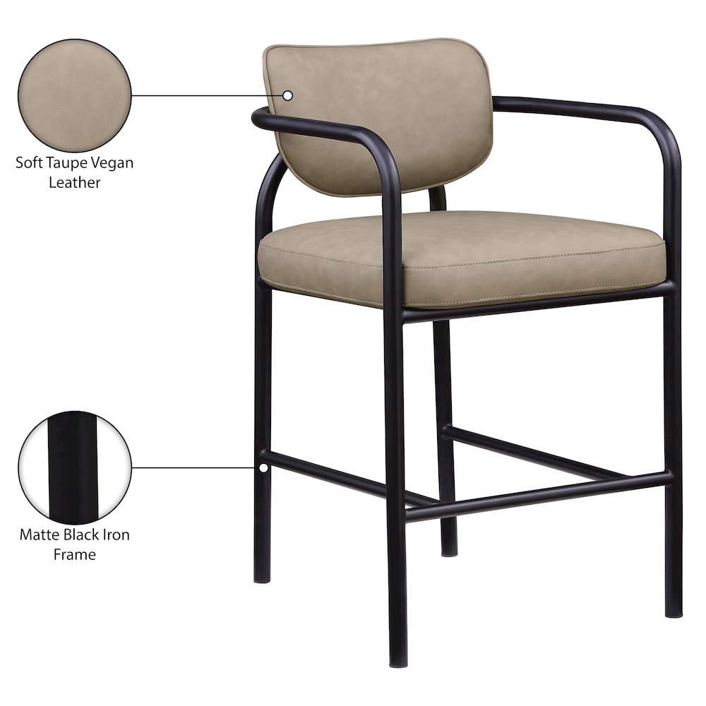 Serava Taupe Vegan Leather Upholstered Bar Stool. Picture 10