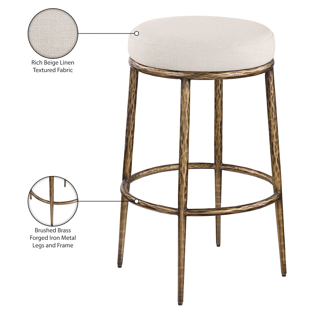 Ferro Beige Performance Fabric Upholstered Bar Stool. Picture 5