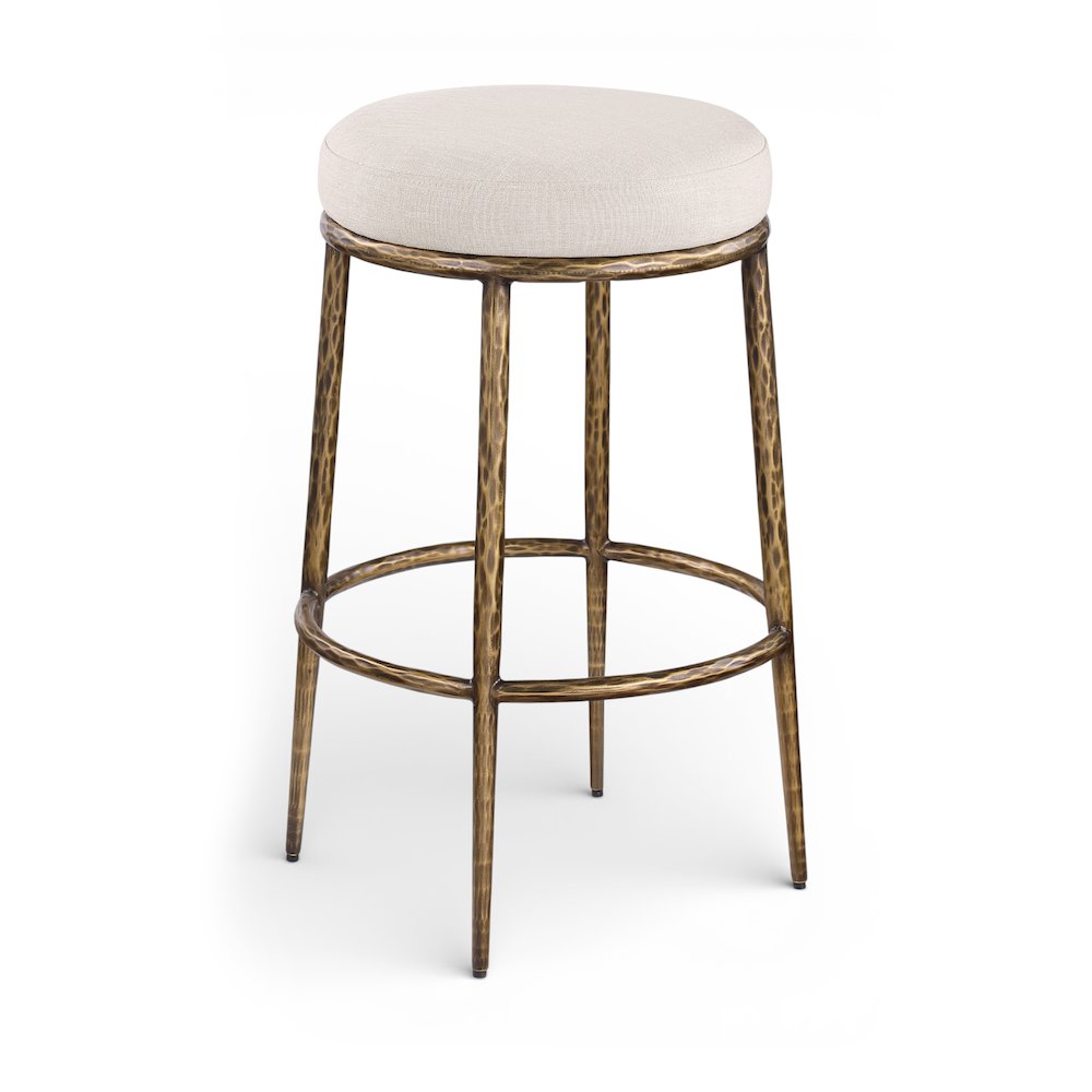 Ferro Beige Performance Fabric Upholstered Bar Stool. Picture 1