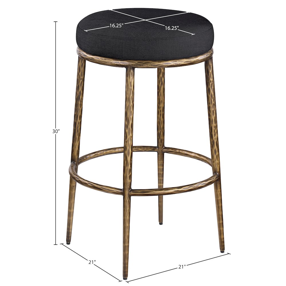 Ferro Black Performance Fabric Upholstered Bar Stool. Picture 5