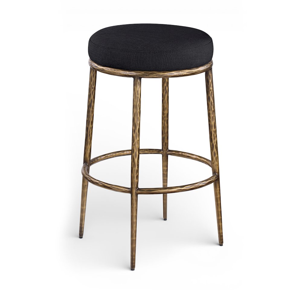 Ferro Black Performance Fabric Upholstered Bar Stool. Picture 1