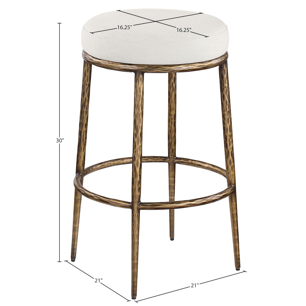 Ferro Cream Performance Fabric Upholstered Bar Stool. Picture 5