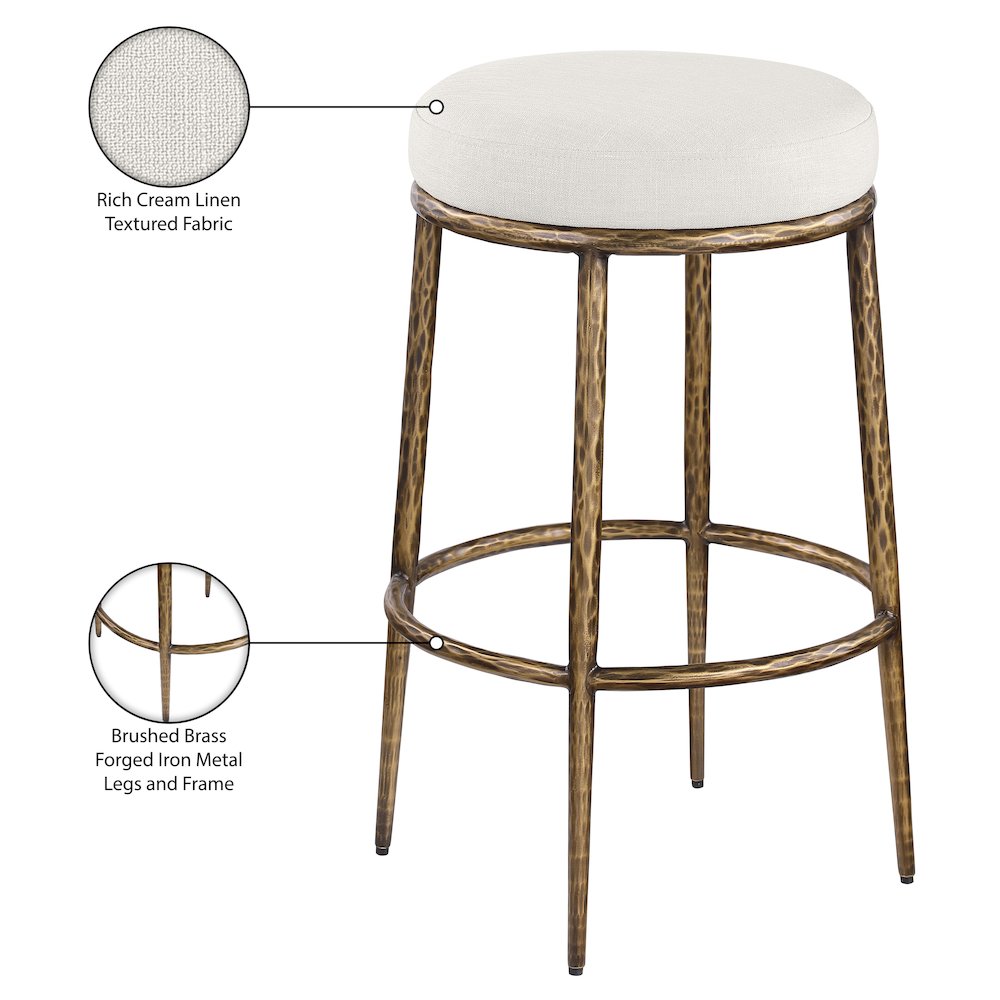 Ferro Cream Performance Fabric Upholstered Bar Stool. Picture 6