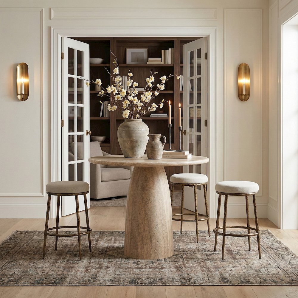 Ferro Cream Performance Fabric Upholstered Bar Stool. Picture 2