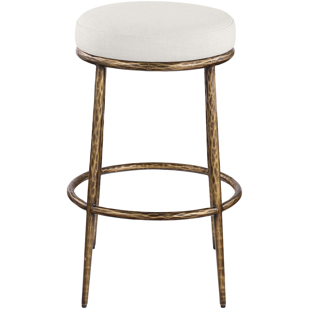 Ferro Cream Performance Fabric Upholstered Bar Stool. Picture 3