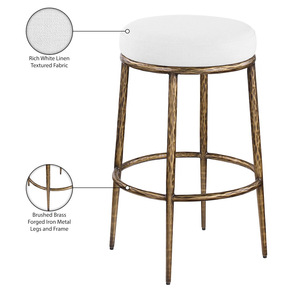 Ferro White Performance Fabric Upholstered Bar Stool. Picture 3