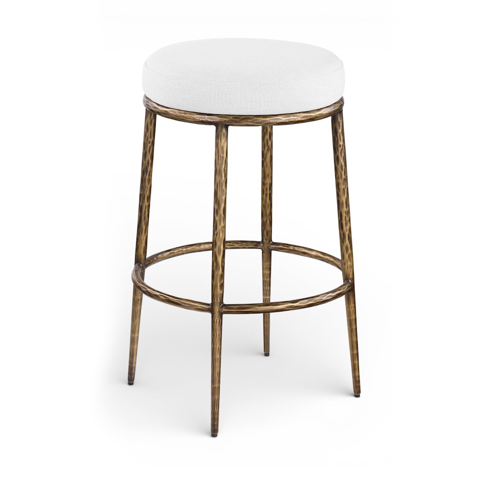 Ferro White Performance Fabric Upholstered Bar Stool. Picture 1