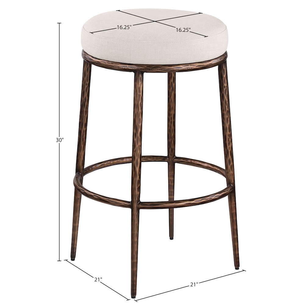 Ferro Beige Performance Fabric Upholstered Bar Stool. Picture 3