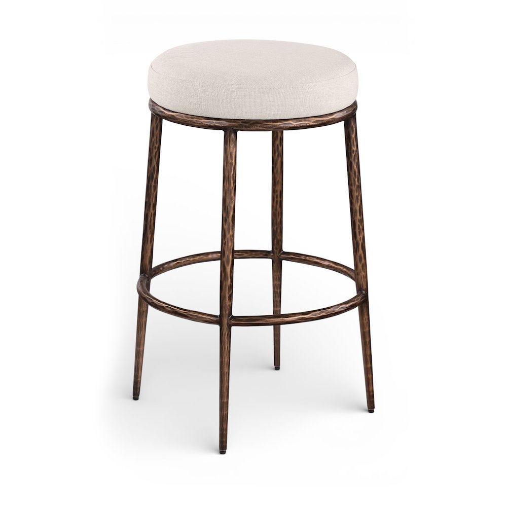 Ferro Beige Performance Fabric Upholstered Bar Stool. Picture 1
