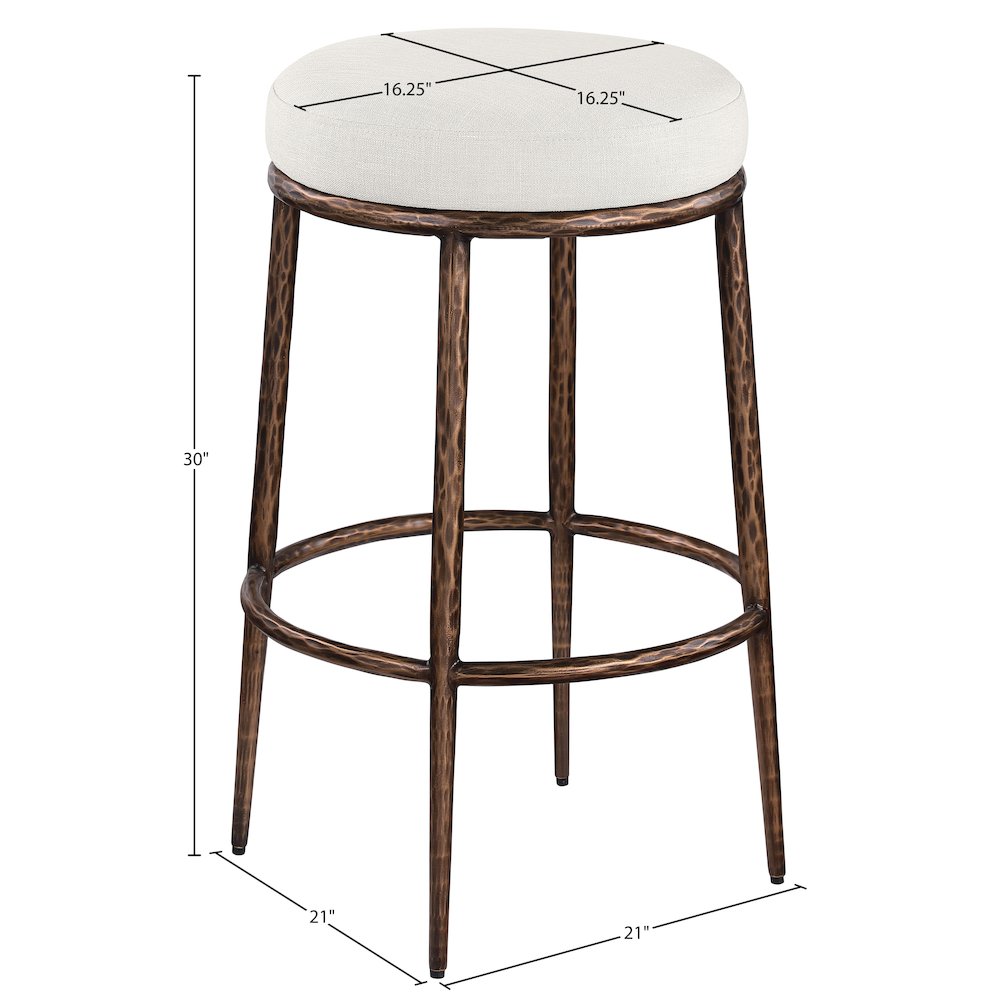 Ferro Cream Performance Fabric Upholstered Bar Stool. Picture 4