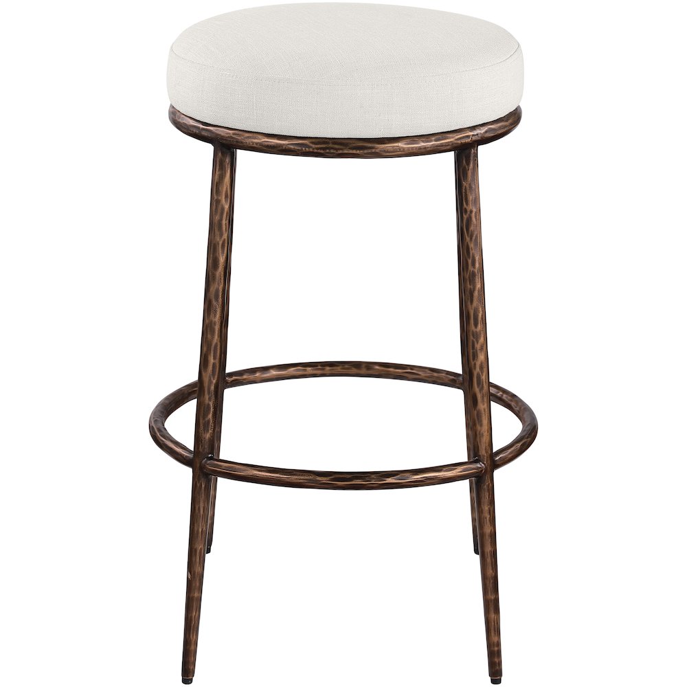 Ferro Cream Performance Fabric Upholstered Bar Stool. Picture 3