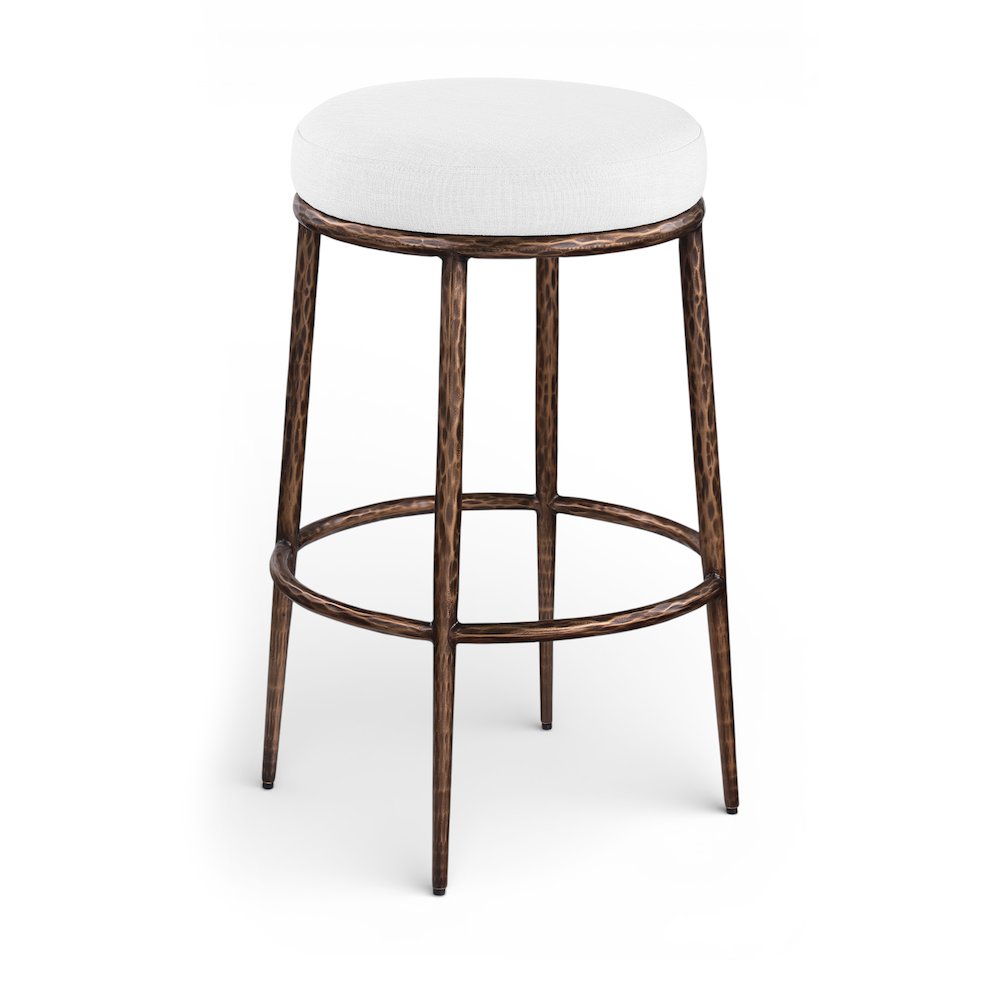 Ferro White Performance Fabric Upholstered Bar Stool. Picture 1
