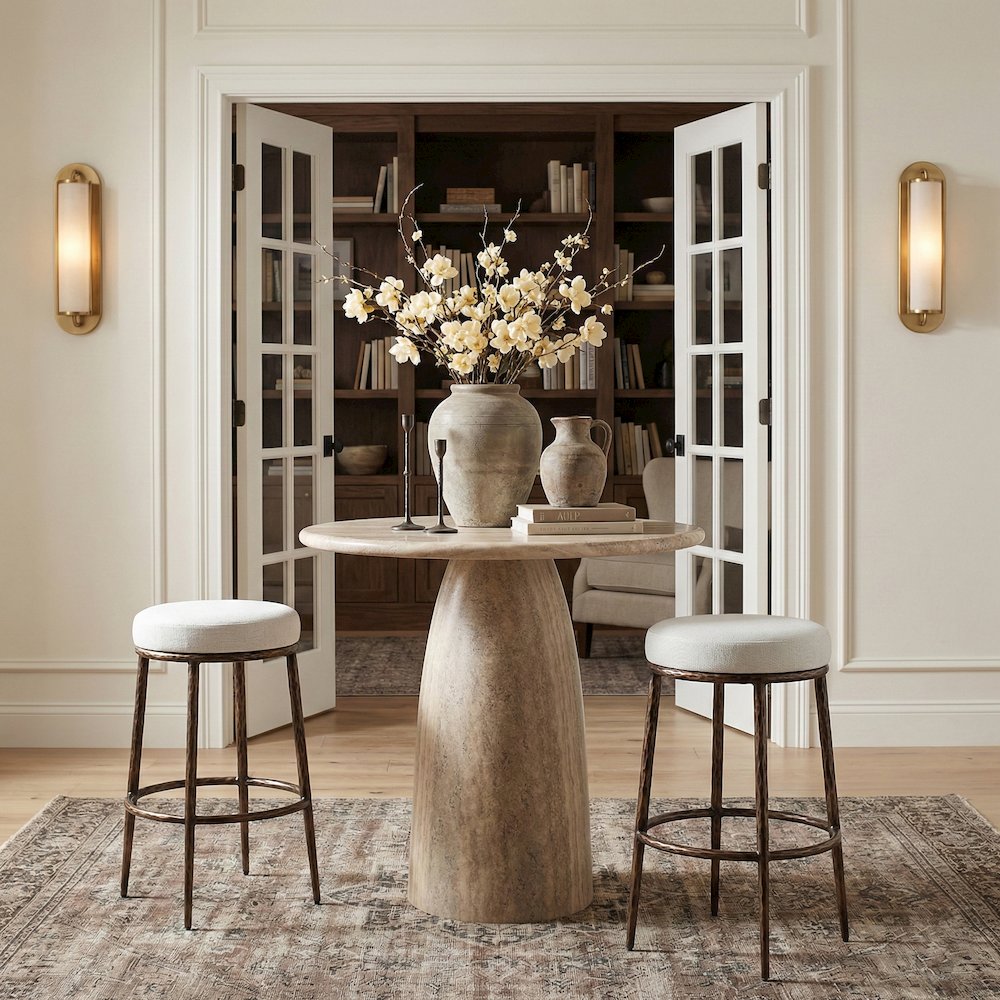 Ferro White Performance Fabric Upholstered Bar Stool. Picture 2