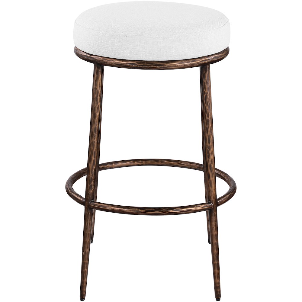 Ferro White Performance Fabric Upholstered Bar Stool. Picture 3