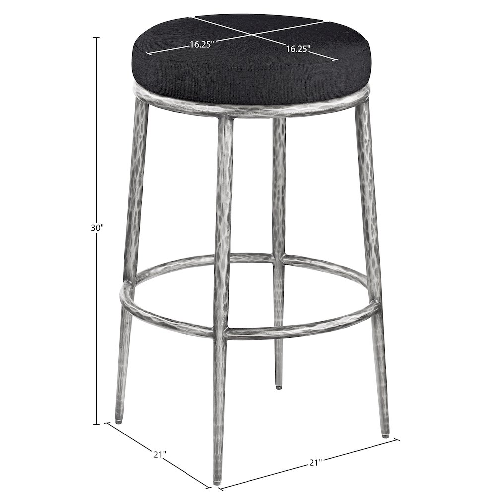 Ferro Black Performance Fabric Upholstered Bar Stool. Picture 3