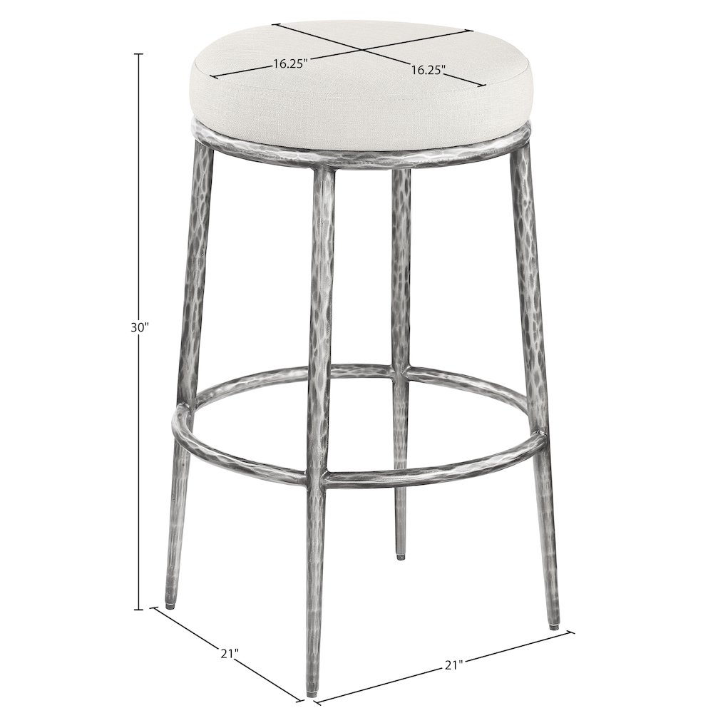 Ferro Cream Performance Fabric Upholstered Bar Stool. Picture 3