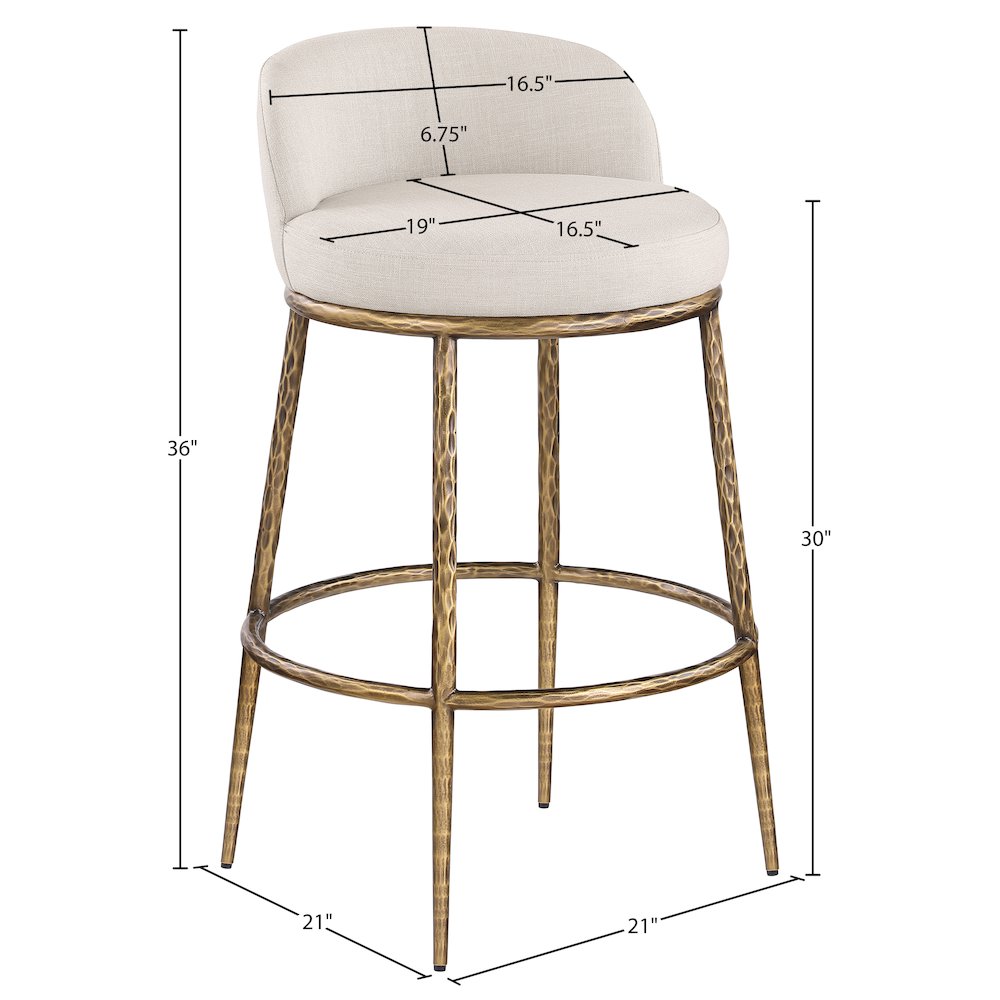 Ferro Beige Performance Fabric Upholstered Bar Stool. Picture 8