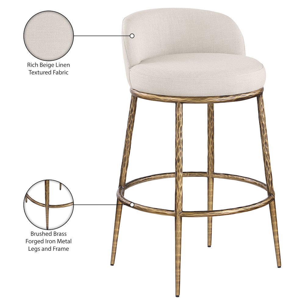 Ferro Beige Performance Fabric Upholstered Bar Stool. Picture 9