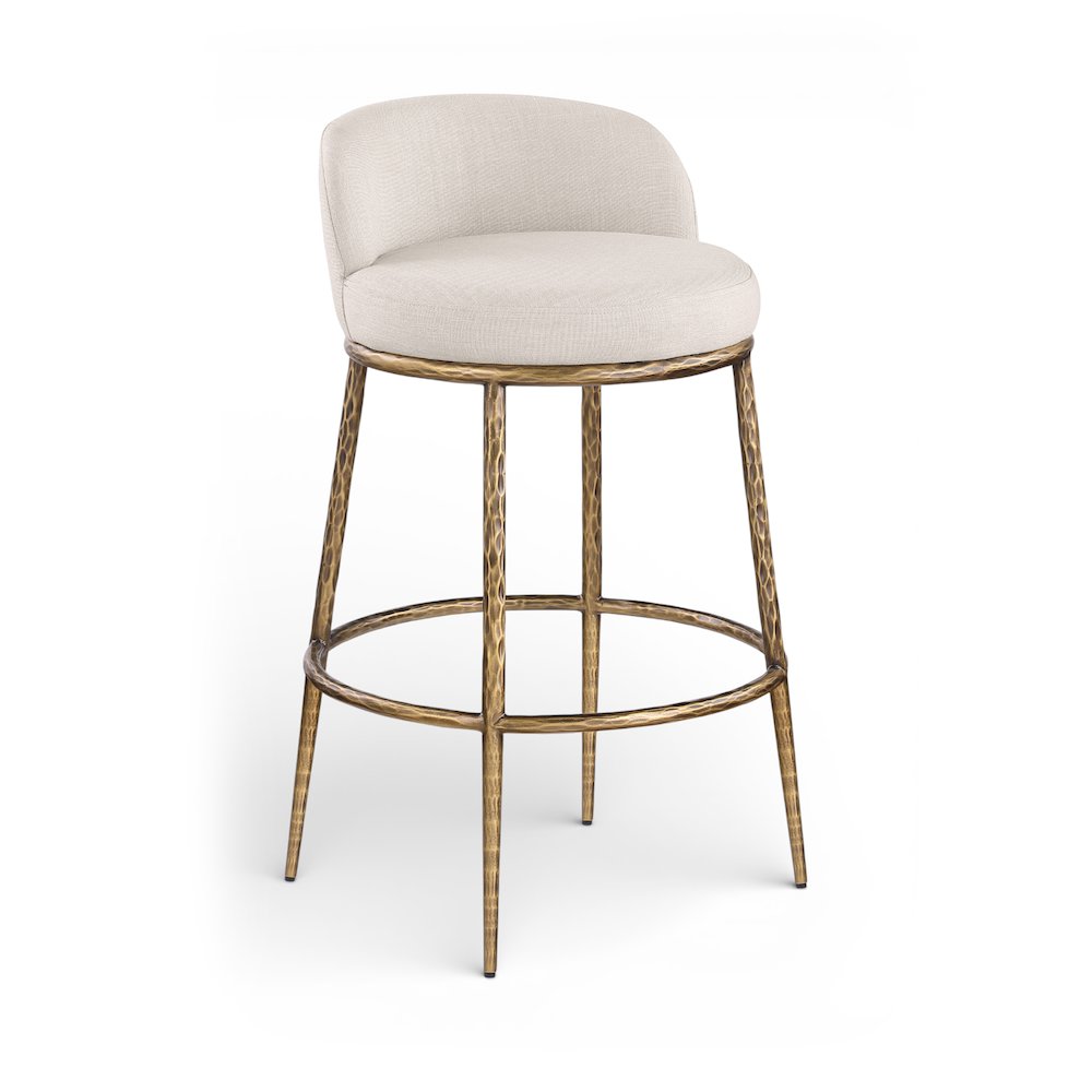 Ferro Beige Performance Fabric Upholstered Bar Stool. Picture 1
