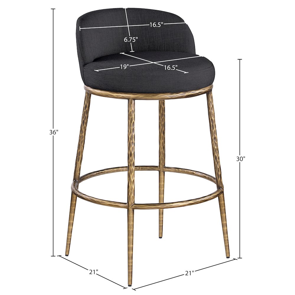 Ferro Black Performance Fabric Upholstered Bar Stool. Picture 8