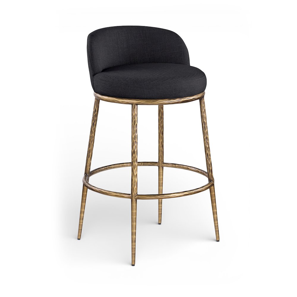 Ferro Black Performance Fabric Upholstered Bar Stool. Picture 1