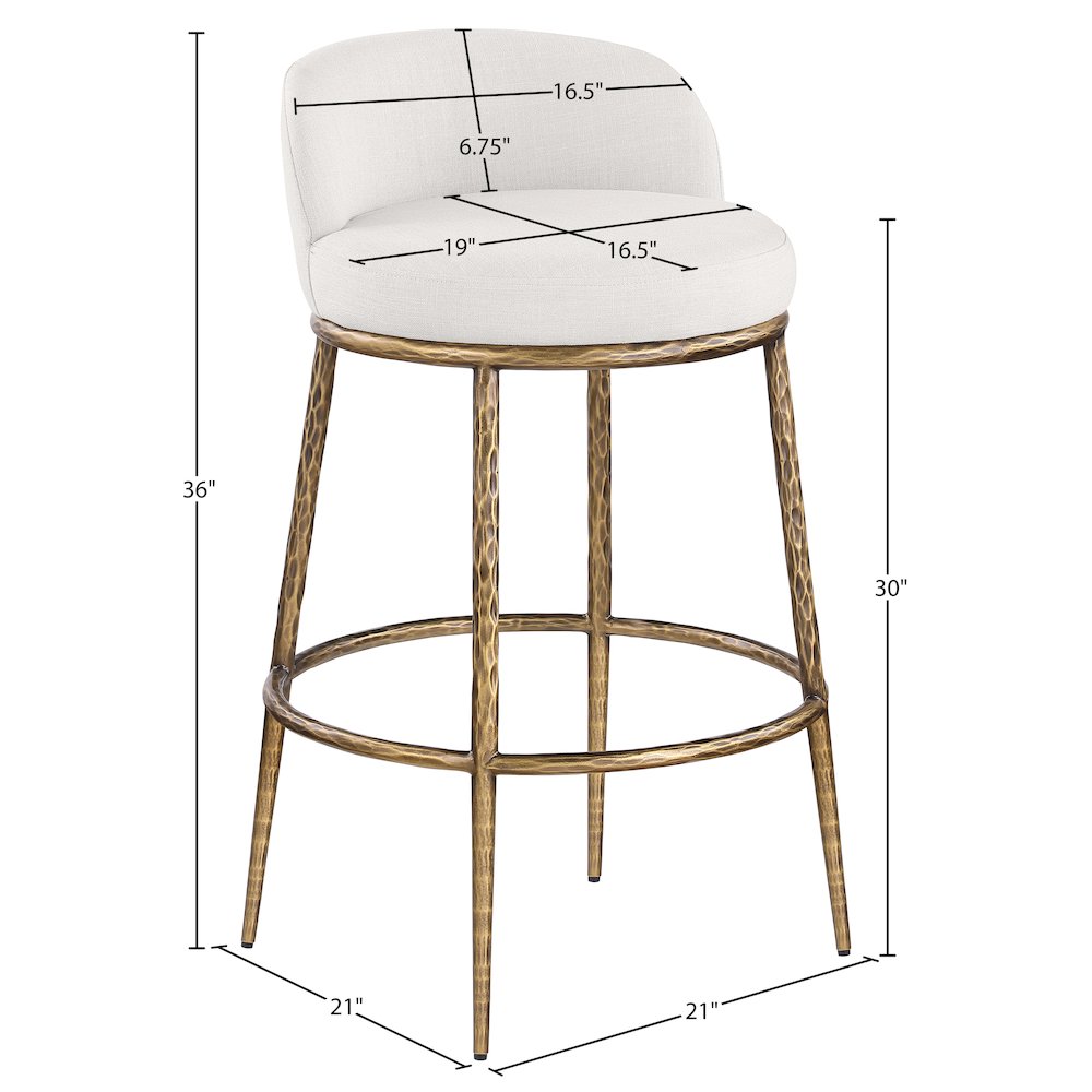 Ferro Cream Performance Fabric Upholstered Bar Stool. Picture 3