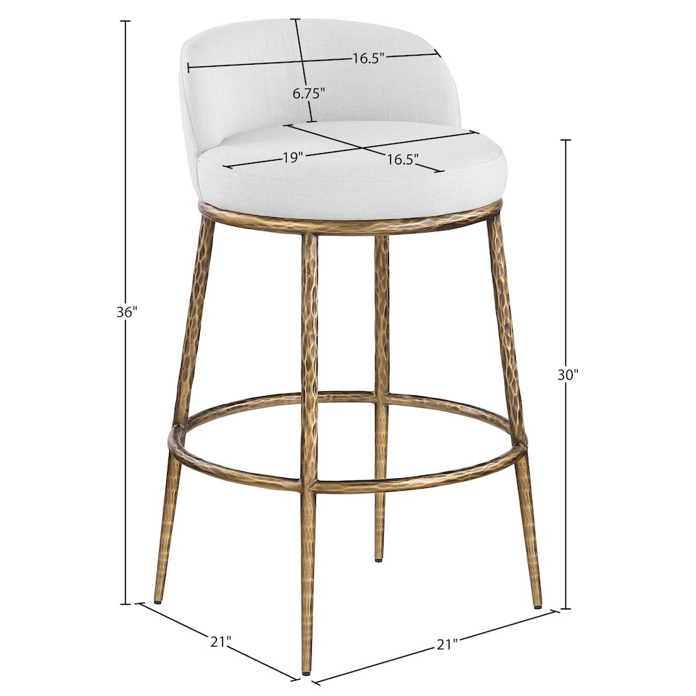 Ferro White Performance Fabric Upholstered Bar Stool. Picture 5