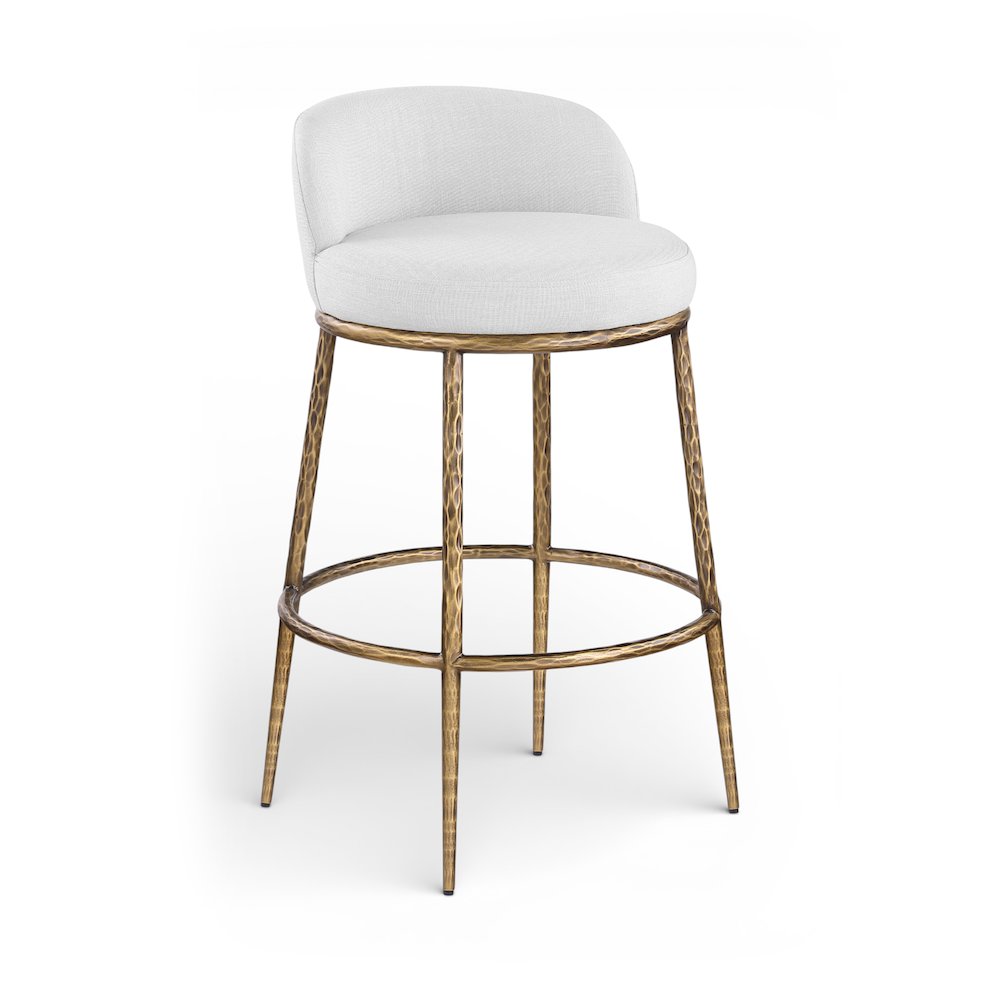 Ferro White Performance Fabric Upholstered Bar Stool. Picture 1