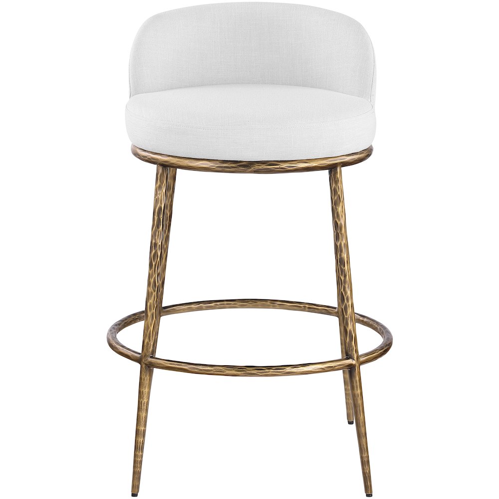 Ferro White Performance Fabric Upholstered Bar Stool. Picture 3