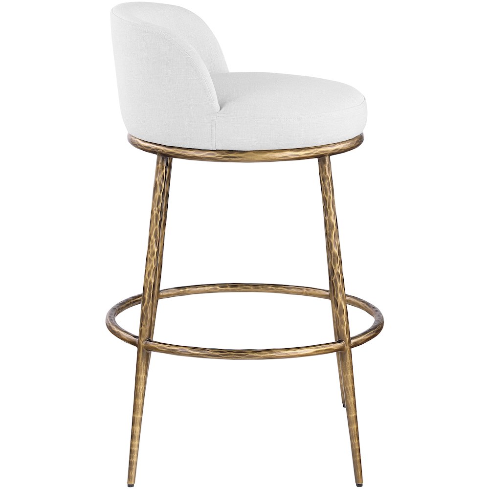 Ferro White Performance Fabric Upholstered Bar Stool. Picture 4