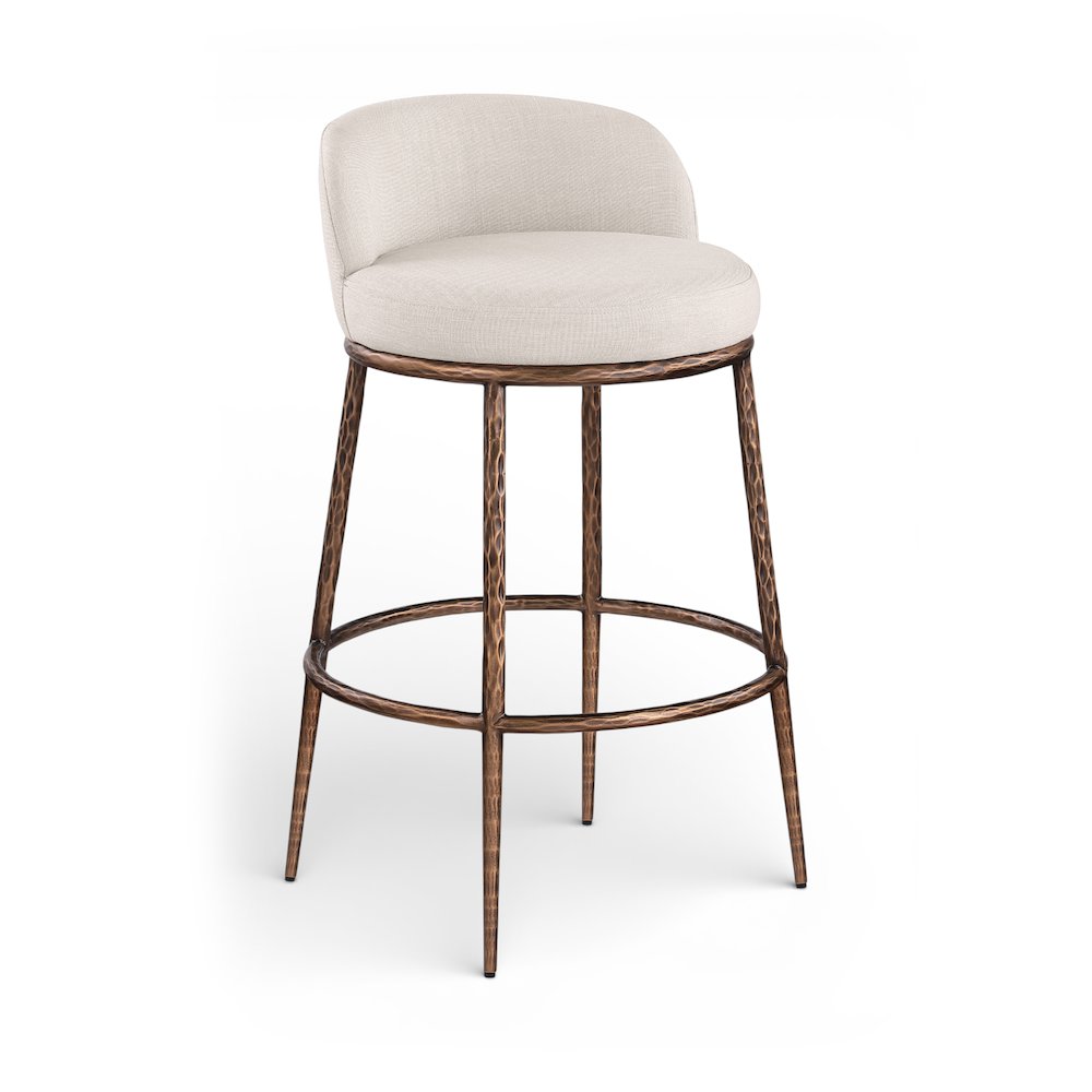 Ferro Beige Performance Fabric Upholstered Bar Stool. Picture 1