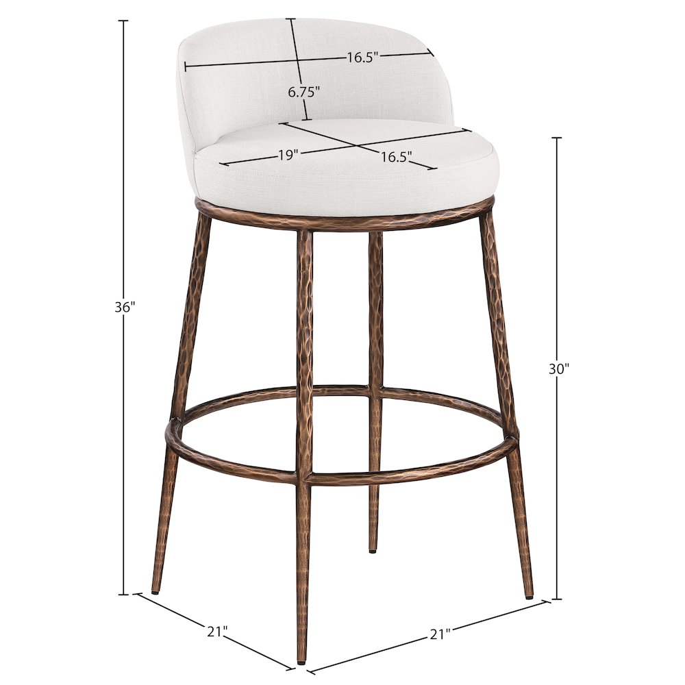 Ferro Cream Performance Fabric Upholstered Bar Stool. Picture 3
