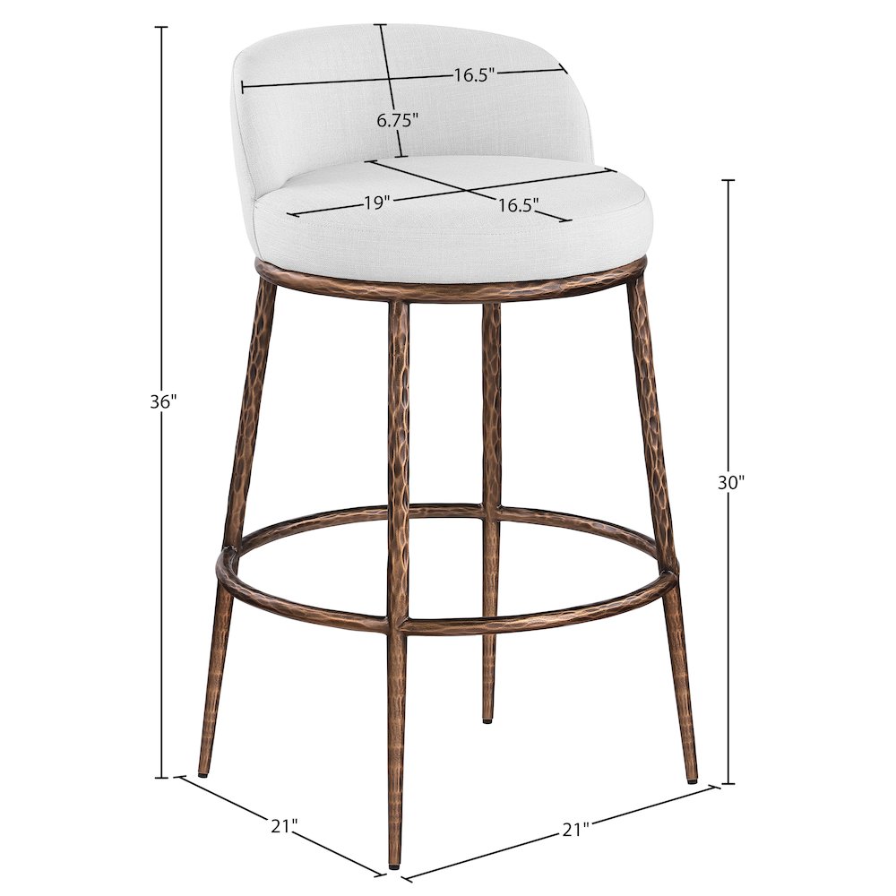 Ferro White Performance Fabric Upholstered Bar Stool. Picture 3