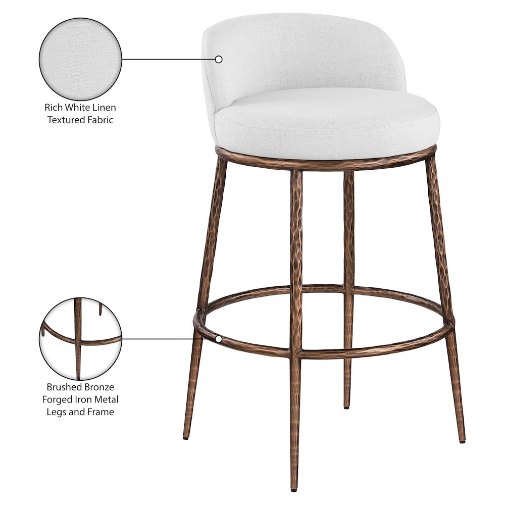 Ferro White Performance Fabric Upholstered Bar Stool. Picture 4