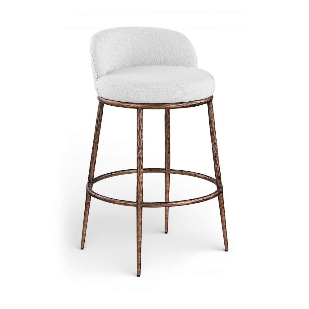Ferro White Performance Fabric Upholstered Bar Stool. Picture 1