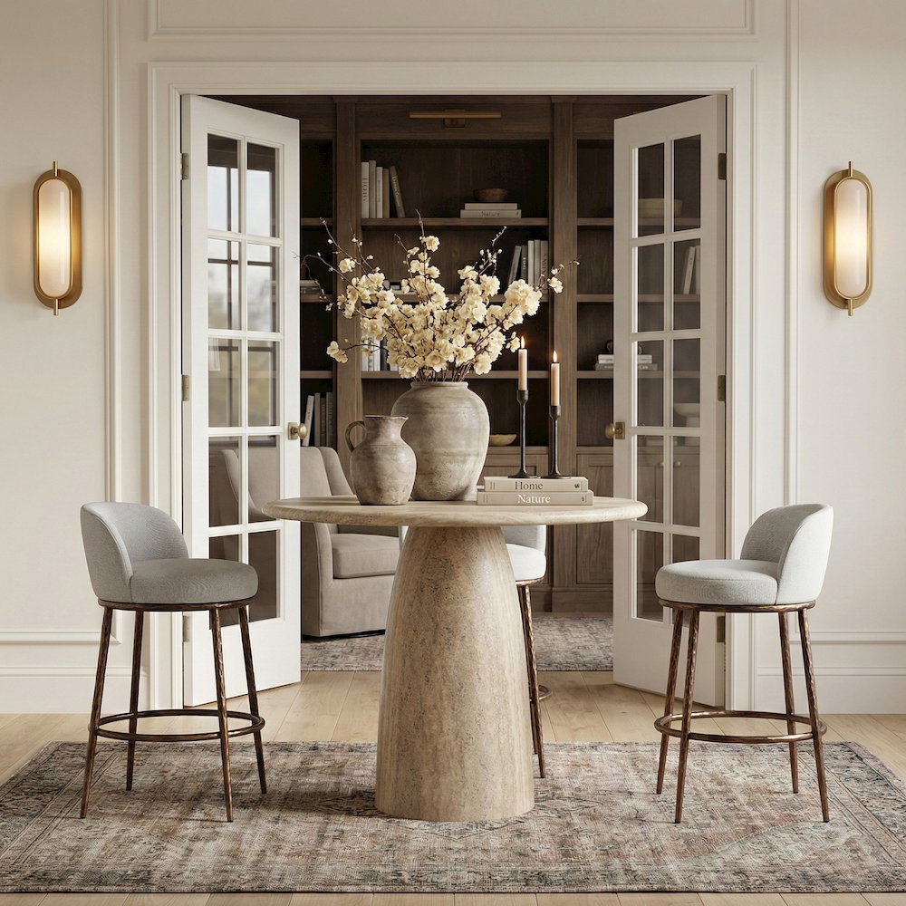 Ferro White Performance Fabric Upholstered Bar Stool. Picture 2