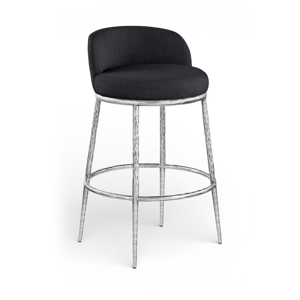 Ferro Black Performance Fabric Upholstered Bar Stool. Picture 1