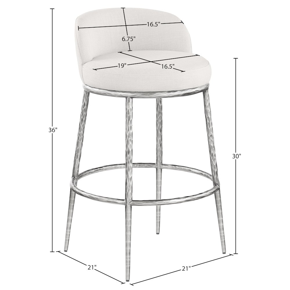 Ferro Cream Performance Fabric Upholstered Bar Stool. Picture 8