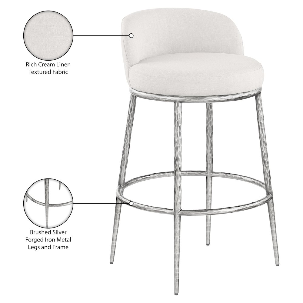 Ferro Cream Performance Fabric Upholstered Bar Stool. Picture 9